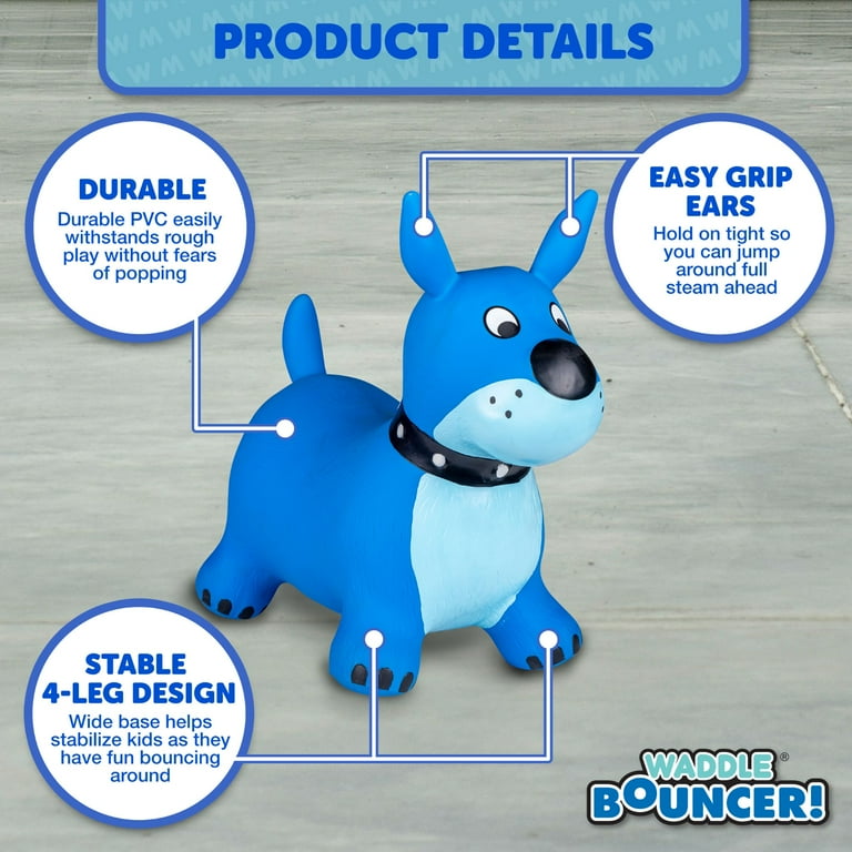 WADDLE Blue Dog, Inflatable Hopper Toy for Kids (2+ Years