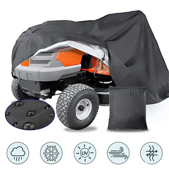 420D Lawn Riding Mower Cover, IC ICLOVER Waterproof Mower Cover Heavy Duty Mildew Resistant UV Protection Tractor Covers Drawstring Universal Fits Decks up to 54" & Storage Bag, Black