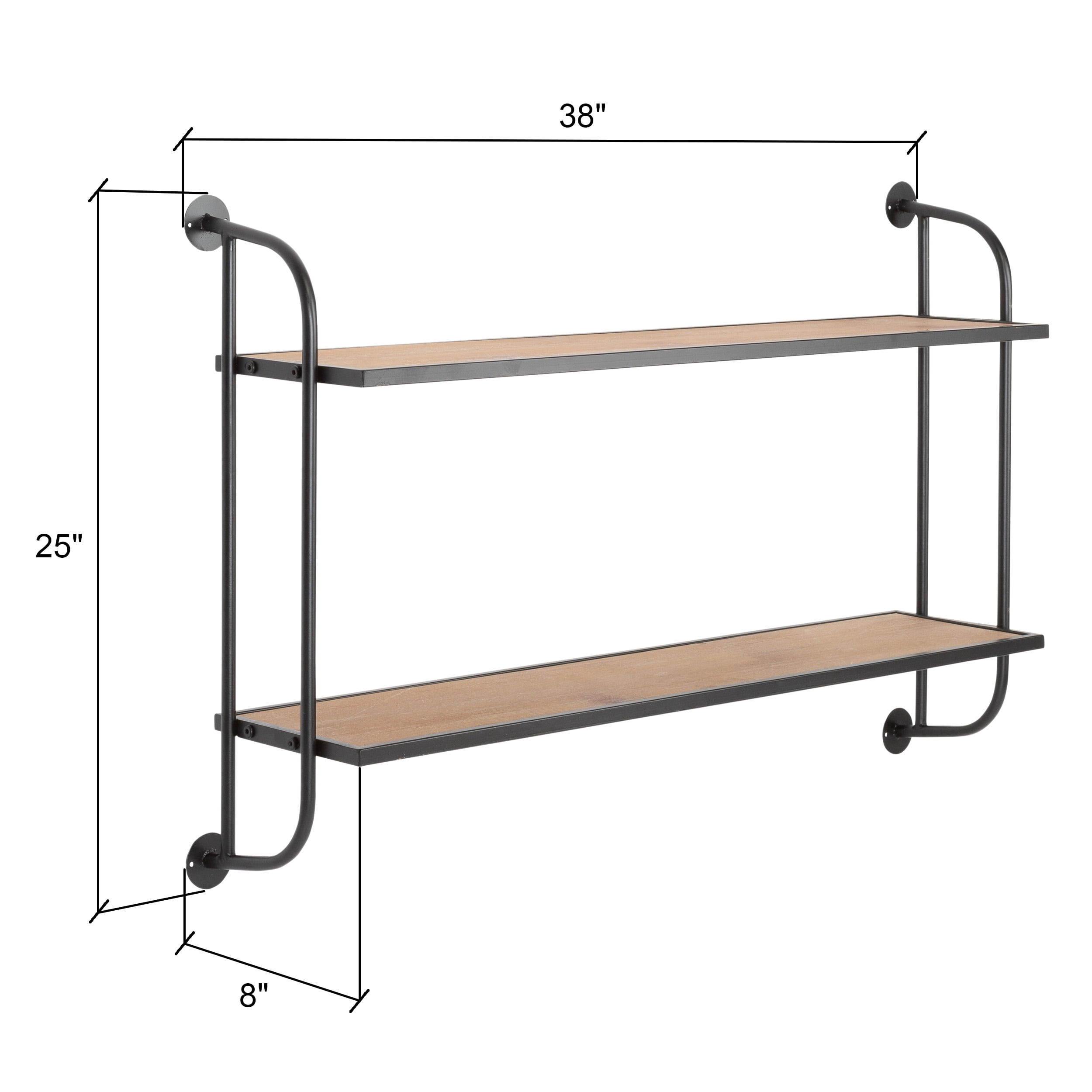 Aspire Home Accents 8 in x 38 in 2-Tier Distressed Floating Shelf