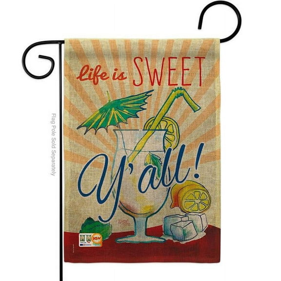 Breeze Decor BD-BV-G-117037-IP-DB-D-US16-BD 13 x 18.5 in. Sweet Yall Burlap Happy Hour & Drinks Beverages Impressions Decorative Vertical Double Sided Garden Flag