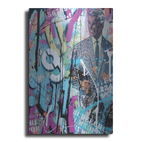 Luxe Metal Art 'Graffiti comics' by David Drioton, Metal Wall Art, 12"x16"