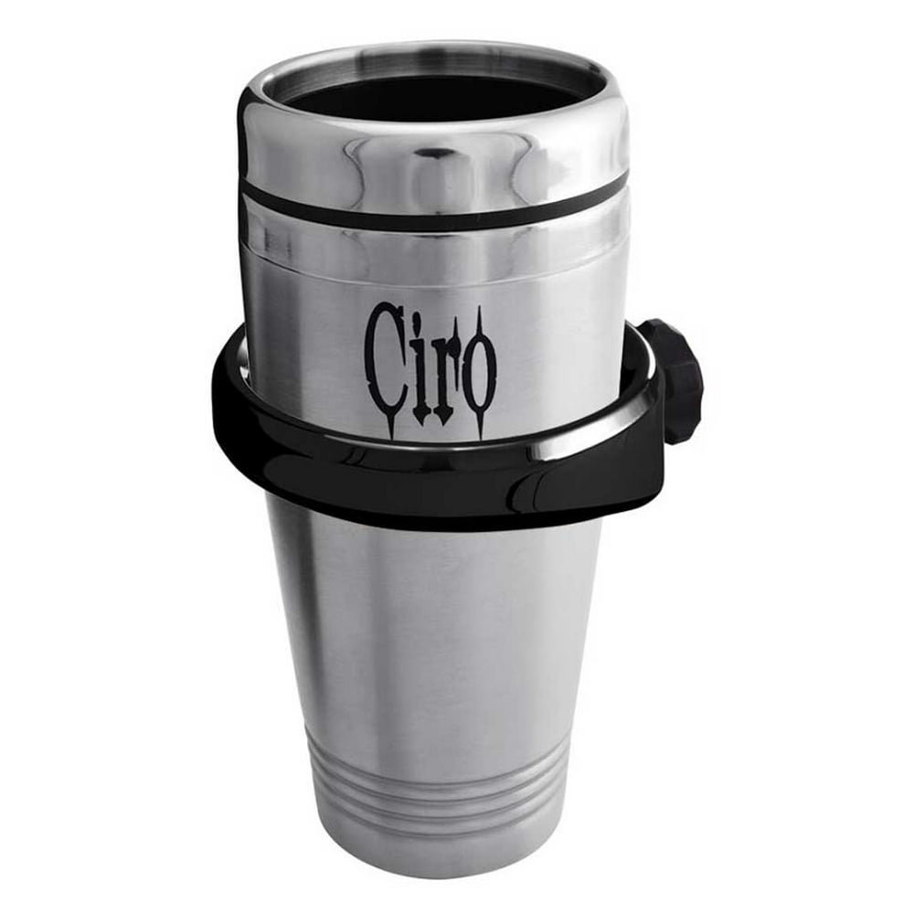 Ciro Black Cup Holder for Harley No Mount, Includes Insulated Cup 50006