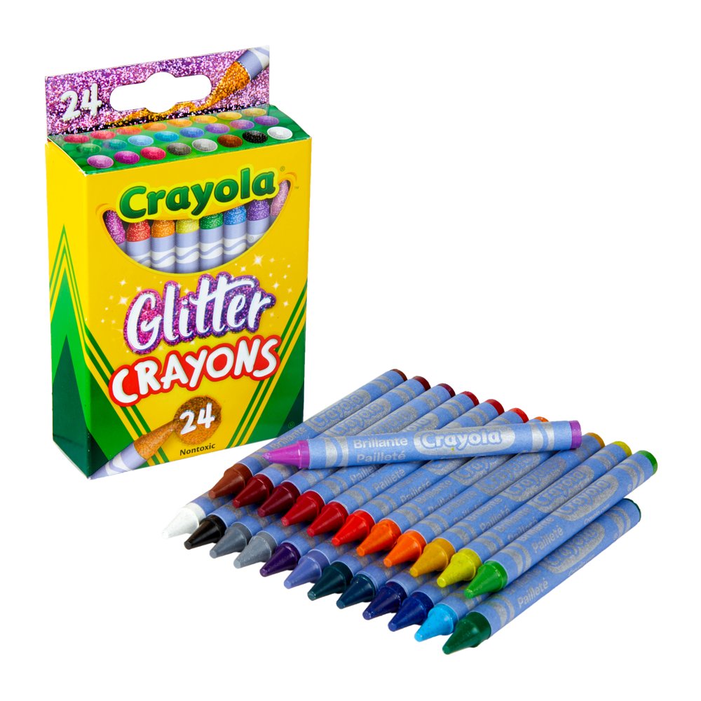 Crayola Glitter Crayons, Assorted Colors, Child, 24 Count