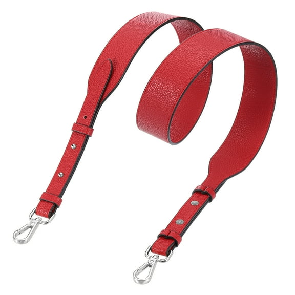 PU Leather Purse Strap, 41.7"-45.3" Adjustable Crossbody Replacement Straps 1.5" Width for Handbags, Shoulder Bag (Red, Silver Clasp)