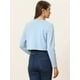 thumbnail image 4 of Cárdigan Crop Top Dobladillo Curvo Frente Abierto Bolero Encogimiento Hombros De Otoño Invierno Para Mujer Azul Claro L, 4 of 6