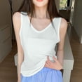 thumbnail image 2 of Women Knitted Tank Tops Casual V Neck Vests Solid Color Sleeveless Blouses Loose Lightweight Summer Camisole Breathable Singlets Basic camis Fashion T Shirt, 2 of 7