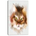 thumbnail image 2 of Bold Brown Cat Watercolor Sketch - Large Animal Canvas Artwork, 2 of 4