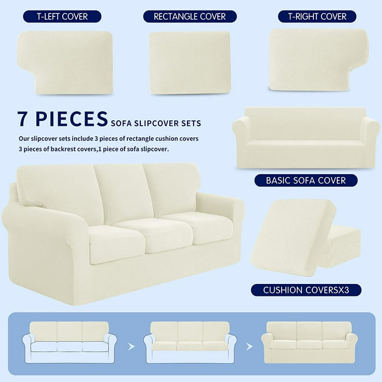 Subrtex Sofa Slipcover Sets 7 Pieces Stretch Couch Cover Backrest