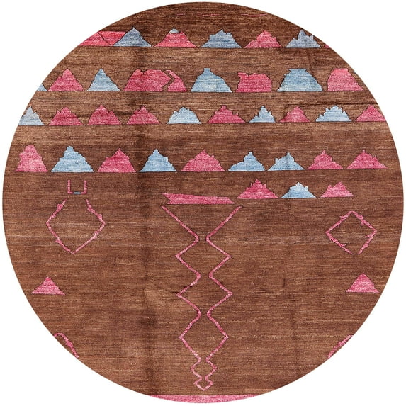 Ahgly Company Indoor Round Mid-Century Modern Orange Solid Area Rugs, 3' Round