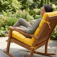 thumbnail image 3 of Outdoor High Back Chair Cushion, Water Resistant Tufted Adirondack Rocking Chair Cushion with Ties, Replacement Seat Cushion for Patio Furniture, Yellow, 3 of 7