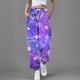 thumbnail image 3 of Pantalones jogger mujer Gibobby estampados con cordón de cintura alta morado L, 3 of 4