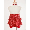 thumbnail image 4 of Ocealan Girls Modern Jazz Hiphop Dance Costume Sequins Halter Ruffles Leotard Dress Red 10, 4 of 7