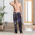 thumbnail image 5 of Vsdgher Purple-Eyed Floral Leopard Print Mens Pajama Pants Sleep & Lounge Pants, PJ Bottoms With elastic waistb and Pockets, 5 of 5