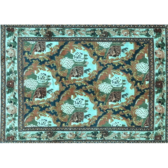 Ahgly Company Indoor Rectangle Persian Light Blue Traditional Area Rugs, 3' x 5'