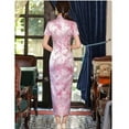 thumbnail image 3 of Dress Women Cheongsam Short Sleeve Front Split Vintage Long Dress Plum Qipao Chinese Traditional Dress Clothing, 3 of 9