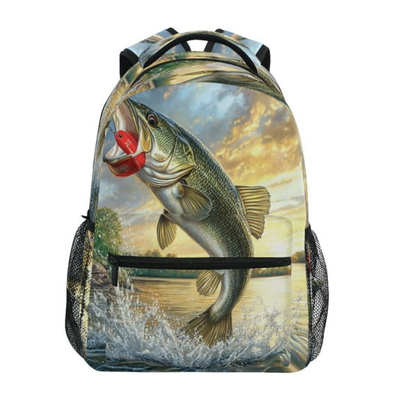 Backpack 16x11.4x6.9 Inches Fashion Backpack Shopping Travel Outing Backpack Big Golden Fish