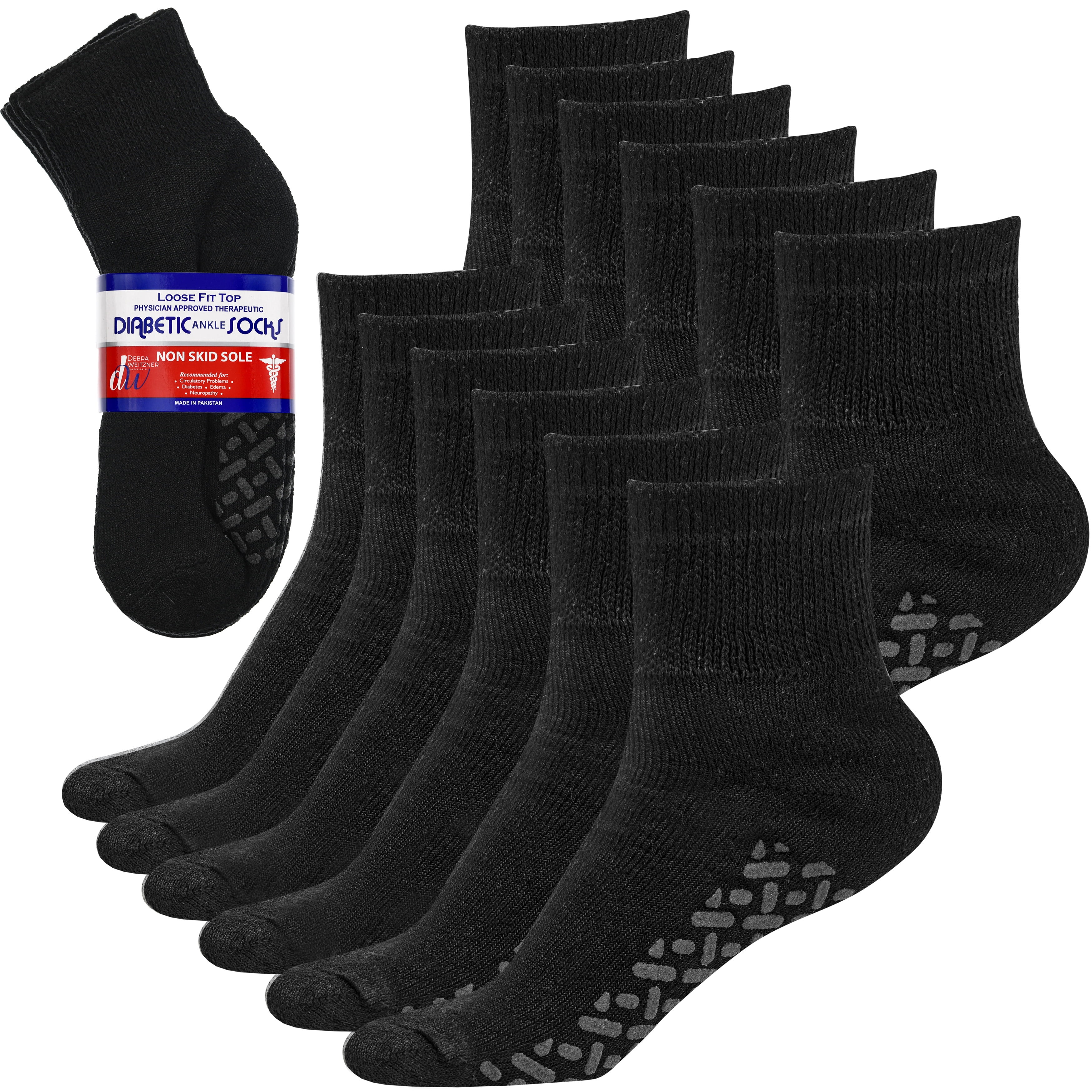 miracle Sympathize View the Internet Debra Weitzner Non-Binding Loose Fit Sock - Non-Slip Diabetic Socks for Men  and Women - Crew 12 Pack Black Size 9-11 - Walmart.com