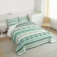 thumbnail image 3 of Manfei Vintage Boho King Size Comforter Sets,Bohemian Geometric Bedding Comforter Set,Green White Bedding Set For Adult,Breathable Home Decor Reversible,3-Piece, 3 of 8