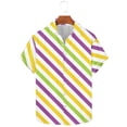 thumbnail image 4 of Ceisia Men's Mardi Gras Festive Print Short Sleeve Button-Up Shirt Collection | Diagonal Stripe Carnival Color Button-Up Shirt Gifts, 4 of 9