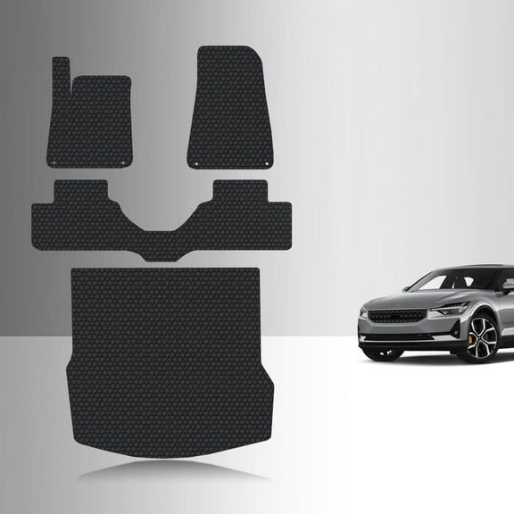 ToughPRO Full Set   Trunk Mats Compatible with Polestar 2 2023 - All Weather Heavy Duty (Made in USA) Black Rubber