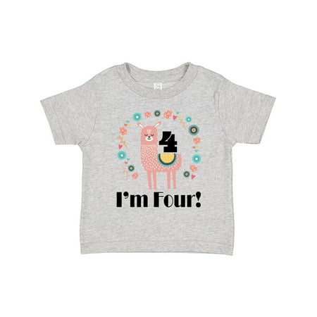 

Inktastic 4th Birthday Llama for Girl Gift Toddler Toddler Girl T-Shirt