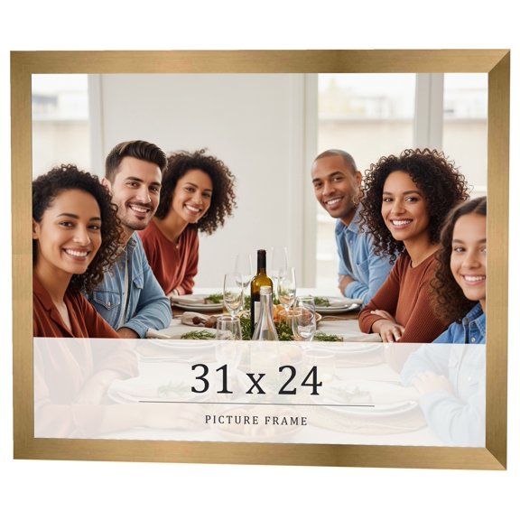 31x24 Frame Gold Bronze Solid Wood Picture Frame Width 0.75 Inches | Interior Frame Depth 0.5