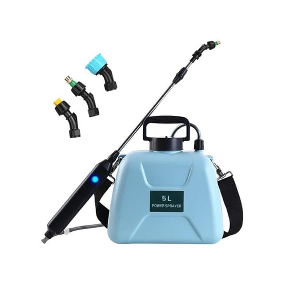 5L/1.3Gallon Electric Plant Sprayer Telescopic Rechargeable Garden Sprayer Automatic Handheld Sprayer with 3 Spray Spouts Shoulder Strap for Cleaning - Blue