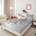 thumbnail image 4 of Homewish Cute Grey Ribbon Bowtie 4 Pieces Queen Sheet Sets For Female Girls Adults,Leopard Print Ultra Soft Flat Sheet,Animal Cheetah Print Queen Fitted Sheet,Breathable Home Decor, 4 of 7