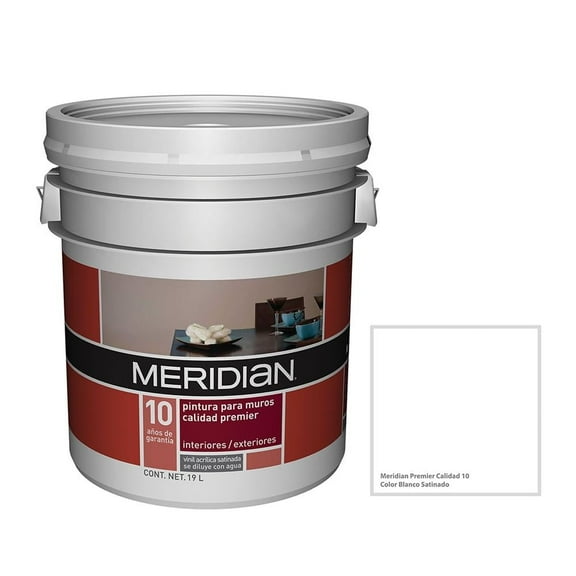Pintura Meridian Premier 10 Años Blanco Satinado 19 Litros