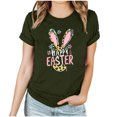 thumbnail image 2 of UPPADA Femmes Heureux Easter T-Shirt Bunny Lapin Graphique T-Shirt Manche Courte Drôle Lettres Imprimées Chemises Manche Courte Col Rond Tuniques Hauts Vert Armée,TG, 2 of 5
