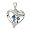 thumbnail image 3 of 925 Sterling Silver Clear and Blue Cubic Zirconia Heart Shaped Pendant, 3 of 5