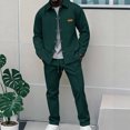 thumbnail image 6 of yuCgh Men's Fall Winter Casual Sportswear Set, Two-Piece Thermal Outfit for Men with Hoodie and Joggers for Cold Weather Comfort,Dark Green XL, 6 of 7