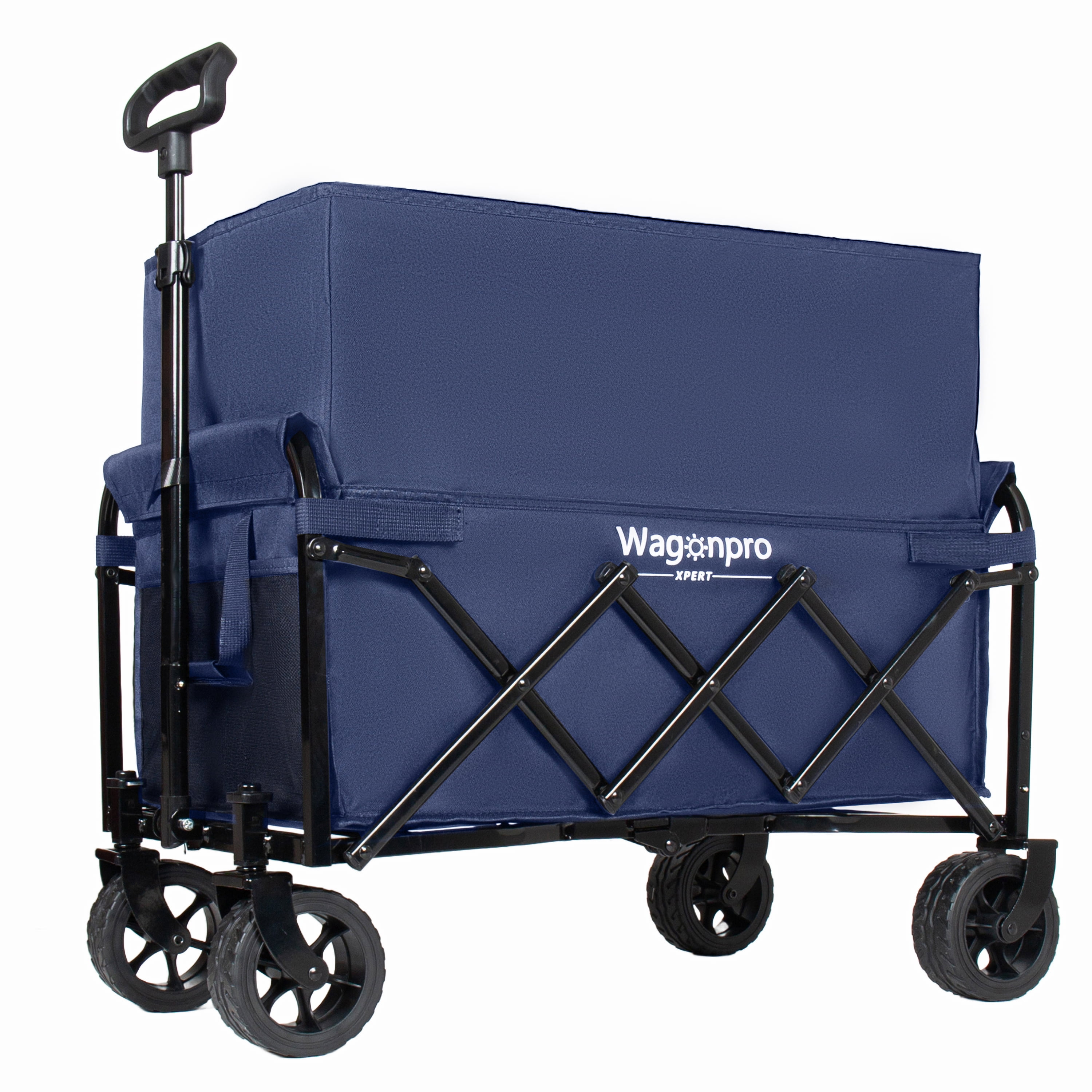 Upgraded 52Inch Wide Wheels Expandable DualLayer Utility Wagon 100Percent Extra Space 220lbs Capacity Grocery Cart Camping Shopping Sports Gardening Fishing Dark Blue