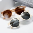 thumbnail image 2 of Sun Glasses Round Frame Comfortable Wearing Not Easy to Fall Off Wide Vision High Clarity UV Protection Waterproof Classic Double Color Sunglasses for Outdoor, 2 of 8