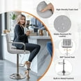 thumbnail image 5 of CQAOE Bar Stools Set of 2, PU Leather Adjustable Swivel Barstools, Hydraulic Kitchen Counter Height Bar Chairs with Armrest and Back for Kitchen, Dining Room, Light Grey, 5 of 18