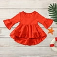 thumbnail image 2 of Elainilye Fashion Kids Baby Girls Shirts Cute Solid Color Ruffles Trumpet Long Sleeves Top Bottoming Shirt For Toddler Infant,Orange, 2 of 8