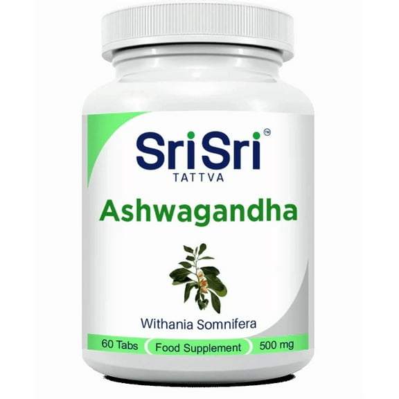 Sri Sri Tattva 500mg Organic Ashwagandha Supplement for Stress Relief & Sleep Support, 60 Tablets