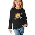 thumbnail image 4 of BRGZLK Kids Long Sleeve T-Shirts Boys Girls Cute Cartoon Bear Graphic Blouses Loose Casual Crewnecks Pullover Tops Black 7-8 Years, 4 of 5