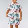 thumbnail image 2 of Little Boys' 2 Piece Outfits Short Sleeve Dinosaur Print Summer Shirt And Casual Shorts Childrens Beach Back to School Clothes Size 5-6T, 2 of 4