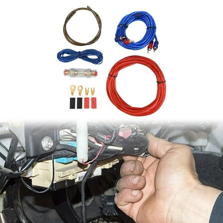 10 Gauge Subwoofer Cable Kit 1500W Car Audio Power Wiring Set with Power Ground Audio Cables Fuses Terminals for Car Sound Systems