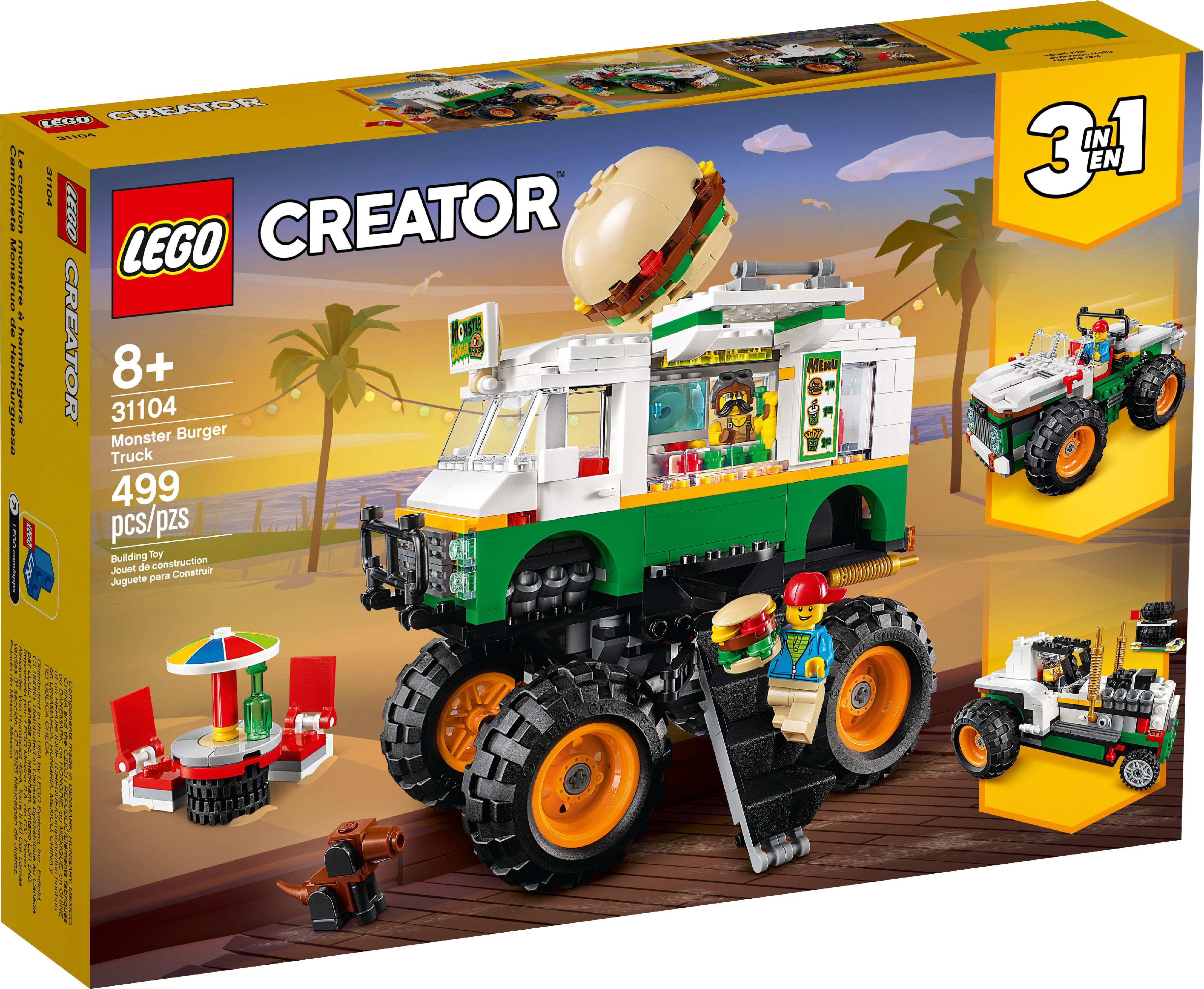 Rondsel Smerig Tenen LEGO Creator 3in1 Monster Burger Truck 31104 Vehicle Building Kit for Kids  (499 Pieces) - Walmart.com