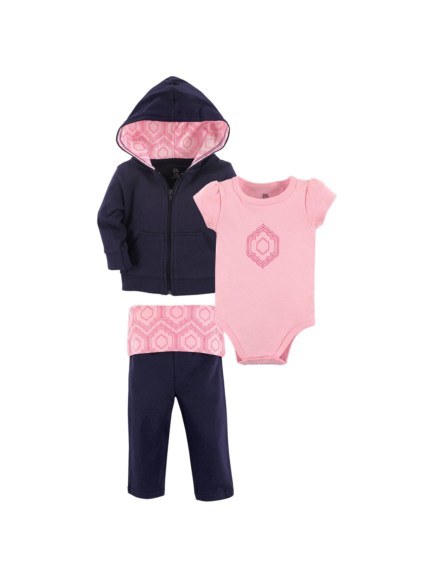 Yoga Sprout Yoga Sprout Baby Girl Hoodie, Bodysuit & Pants, 3pc