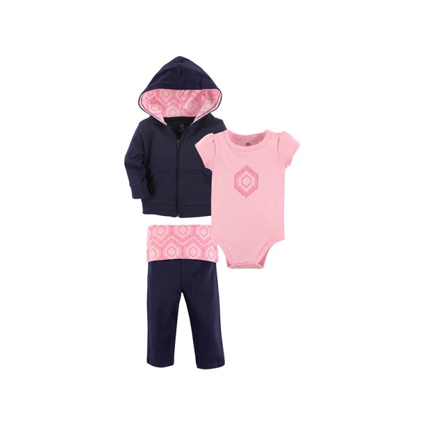 Yoga Sprout Yoga Sprout Baby Girl Hoodie, Bodysuit & Pants, 3pc