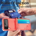 thumbnail image 2 of Crossbody Wallet Case Compatible with Samsung Galaxy Z Flip 4 with Lanyard Leather Shockproof Girly Case-Red, 2 of 6