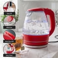 thumbnail image 2 of OVENTE 1.5L Glass Electric Kettle Water Boiler, Red KG83R, Fast Boiling, Borosilicate Glass, BPA-Free, Blue LED, Auto Shut-Off, Boil-Dry Protection, Removable Filter, 360° Base, 1100W, 2 of 8
