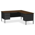 thumbnail image 2 of Lorell Fortress Series Left-Pedestal Desk - Rectangle Top - 66" Table Top Width x 30" Table Top Depth x 1.12" Table Top Thickness - 29.50" Height - Assembly Required - Black Walnut, Laminated, Walnut, 2 of 2