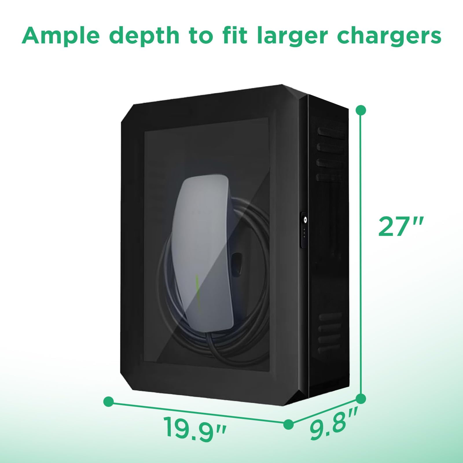 PROHIKER Outdoor Electrical Box Waterproof Wall Charger Station Box with Cable Management, Built-in Ventilation & Security Lock for EV Charger Universal Holder Compatible with Most EV