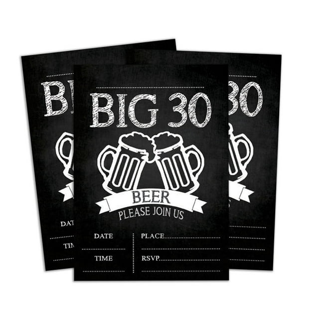 Darling Souvenir Black Birthday Invitation Card Printable Fill or Write In Blank Invites Party Supplies Pack Of 28 5 x 7 Inches
