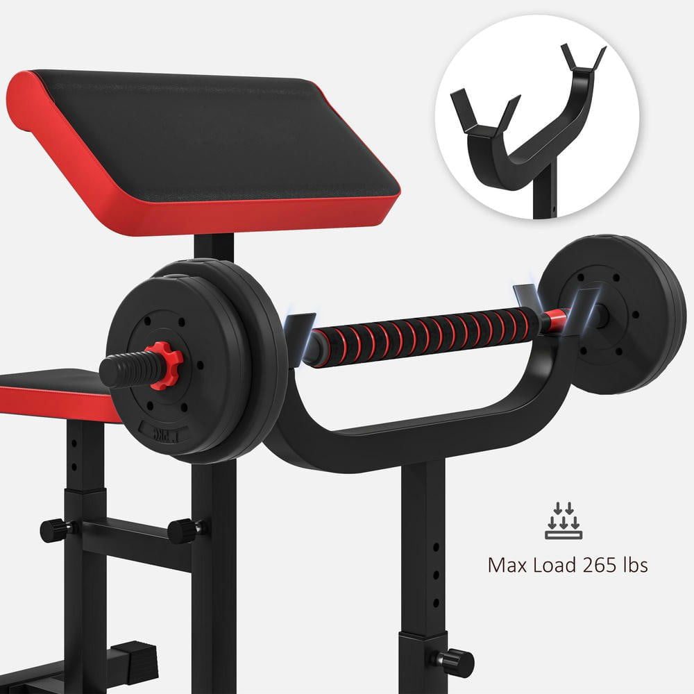 Resenkos 265 LBS Preacher Curl Bench, Adjustable Seated Arm Isolated Barbell Dumbbell Bicep Station, for Strength Training, Black