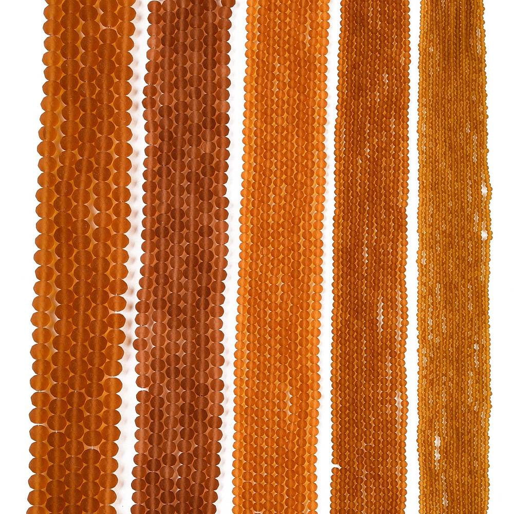 Transparent Glass Beads Strands Faceted Frosted Rondelle Goldenrod 8mm Hole: 1mm about 64~65pcs/strand 40~41cm